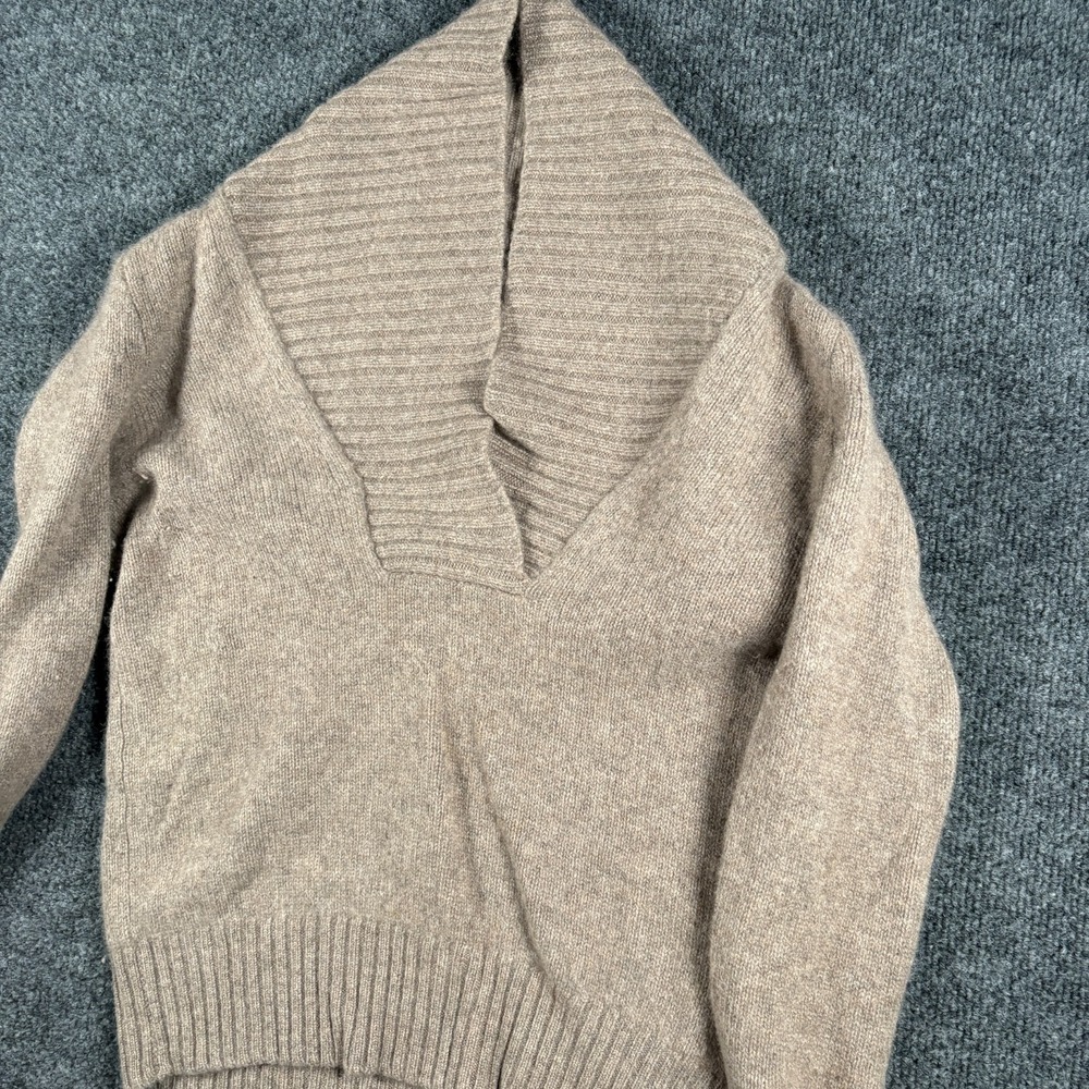 J.Crew Sweater Womens XS Light Brown Cashmere Tight Knit Shawl Collar Ribbed